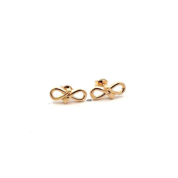 18K Gold Earrings Studs Infinity Arrow 1.42 grams - Picture 1 of 9